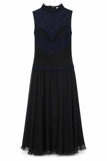 Label Lab Womens Black Geometric Polyester Maxi Size 12 Round Neck Zip
