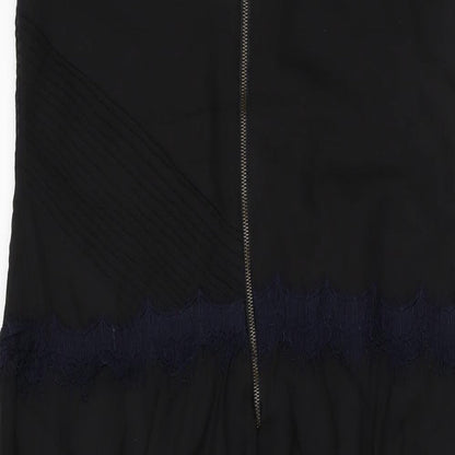 Label Lab Womens Black Geometric Polyester Maxi Size 12 Round Neck Zip
