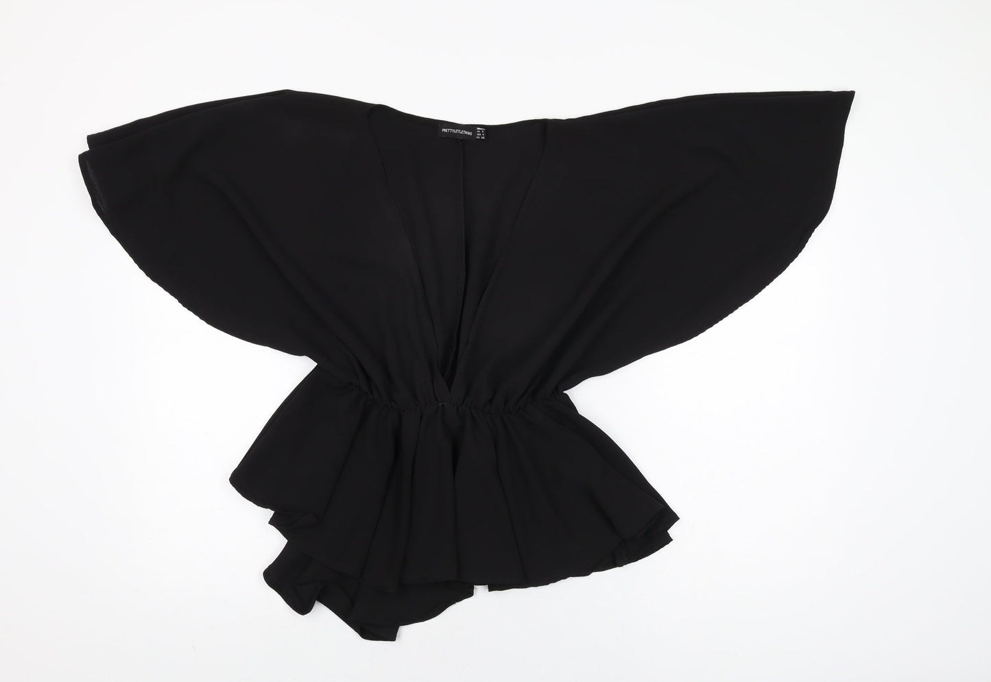 Womens UK Size 8 PRETTYLITTLETHING Black Basic Blouse