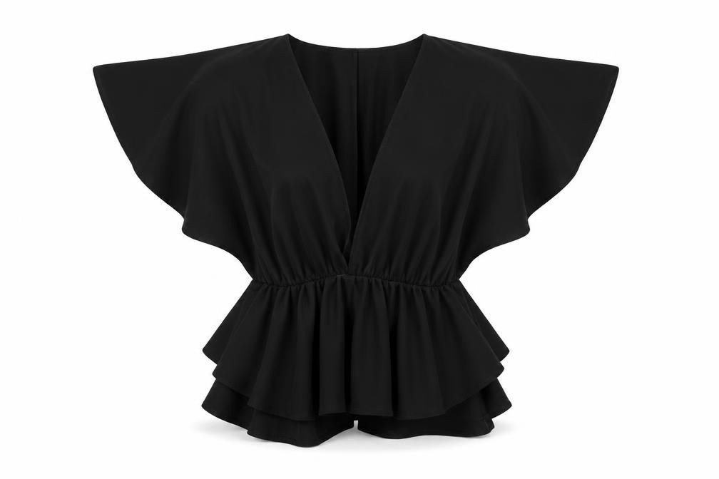 Womens UK Size 8 PRETTYLITTLETHING Black Basic Blouse