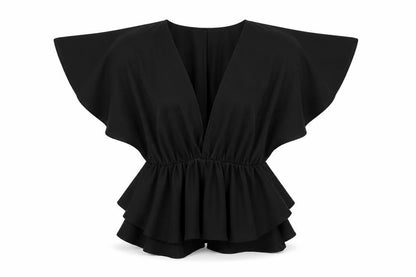 Womens UK Size 8 PRETTYLITTLETHING Black Basic Blouse