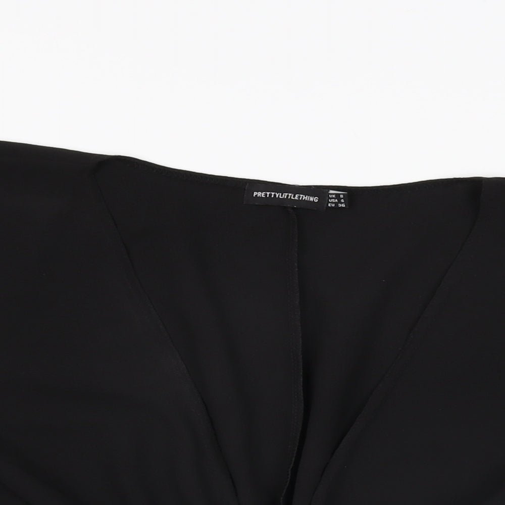 Womens UK Size 8 PRETTYLITTLETHING Black Basic Blouse