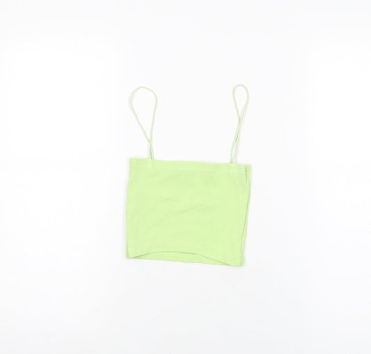 Womens UK Size S Zara Green Cropped T-Shirt