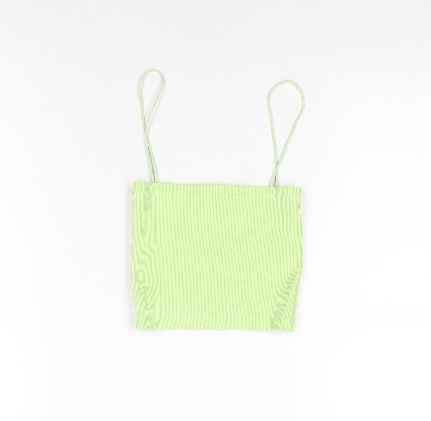 Womens UK Size S Zara Green Cropped T-Shirt