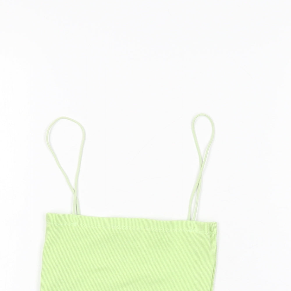 Womens UK Size S Zara Green Cropped T-Shirt
