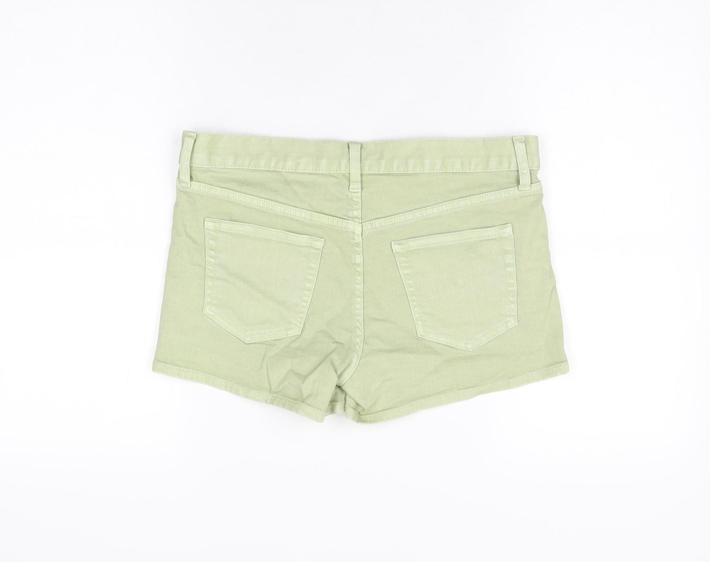 Uniqlo Womens Green Cotton Hot Pants Shorts Size 26 in Regular Zip