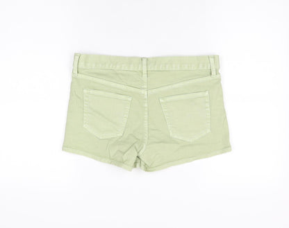 Uniqlo Womens Green Cotton Hot Pants Shorts Size 26 in Regular Zip