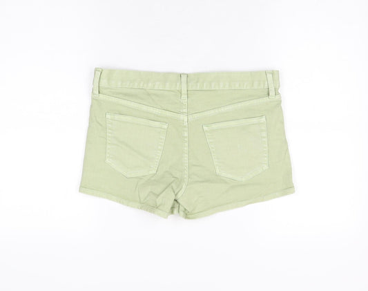 Uniqlo Womens Green Cotton Hot Pants Shorts Size 26 in Regular Zip