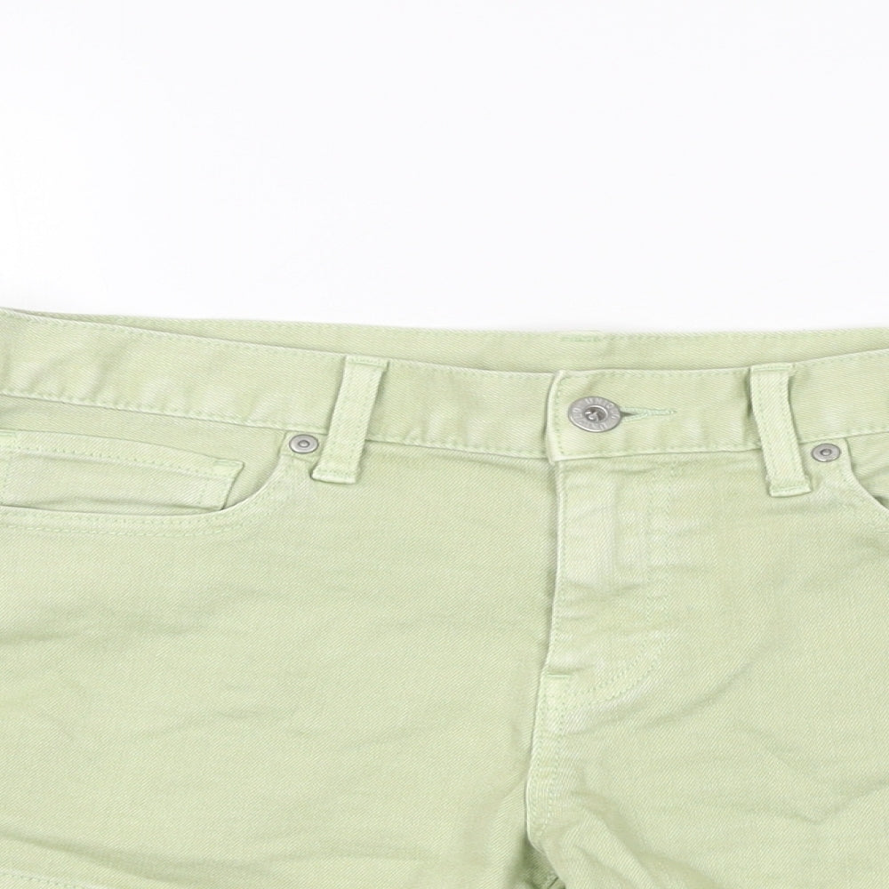 Uniqlo Womens Green Cotton Hot Pants Shorts Size 26 in Regular Zip