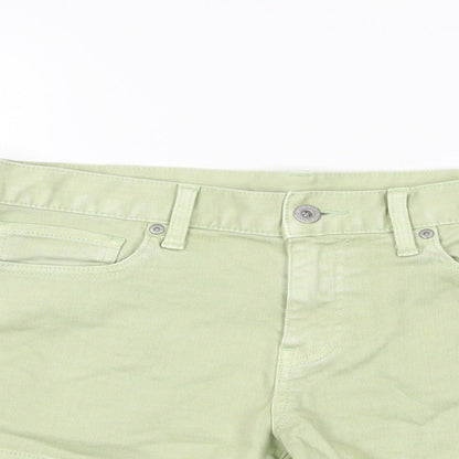 Uniqlo Womens Green Cotton Hot Pants Shorts Size 26 in Regular Zip
