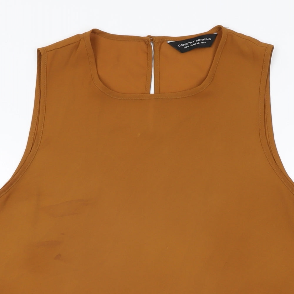 Womens UK Size 14 Dorothy Perkins Brown Basic T-Shirt