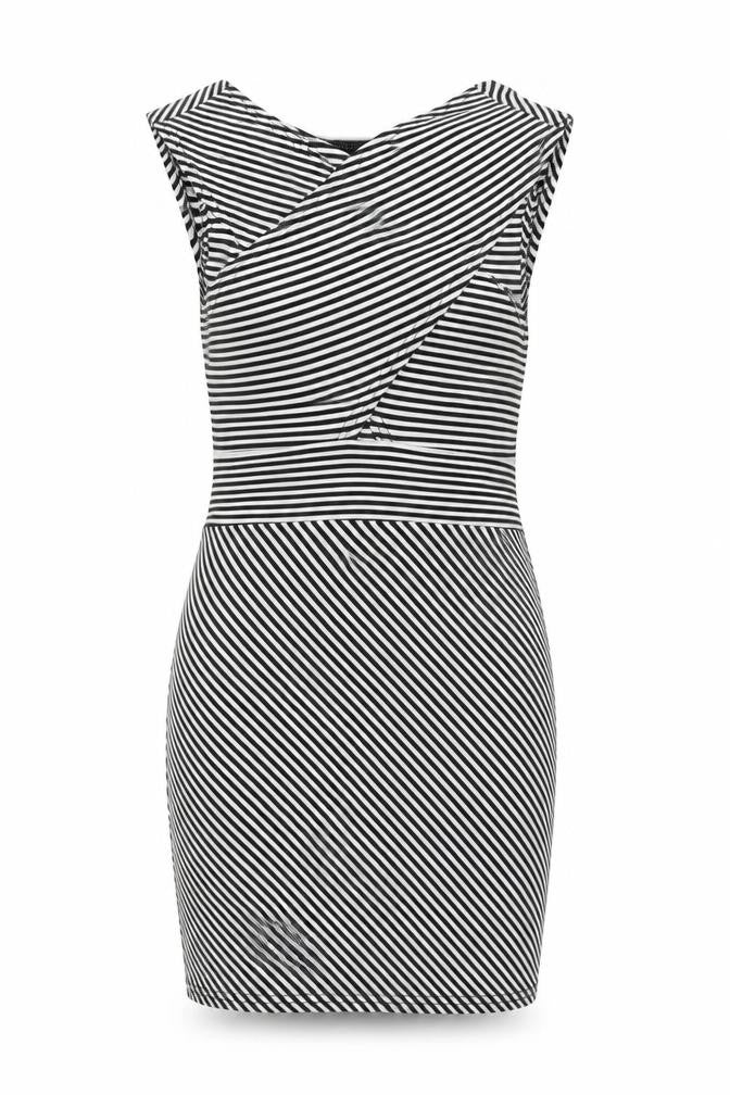 Boohoo Womens White Striped Polyester Bodycon Size 12 V-Neck Pullover