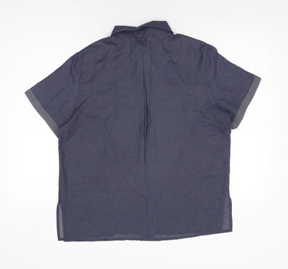gabrielle Womens Blue Geometric Polyester Basic Button-Up Size 16 Collared