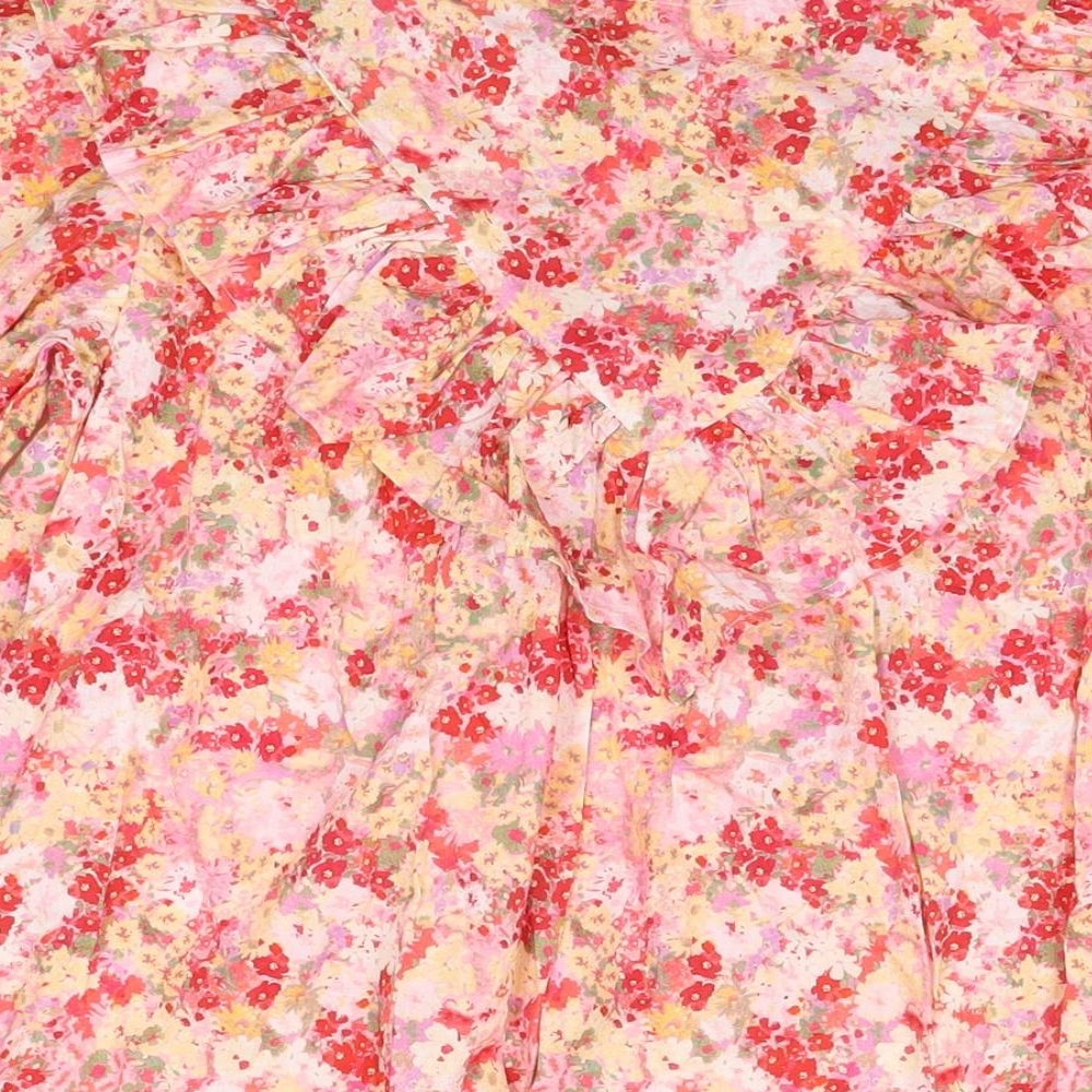 NEXT Girls Pink Floral Cotton Shift Size 12 Years Round Neck Button