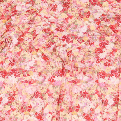 NEXT Girls Pink Floral Cotton Shift Size 12 Years Round Neck Button