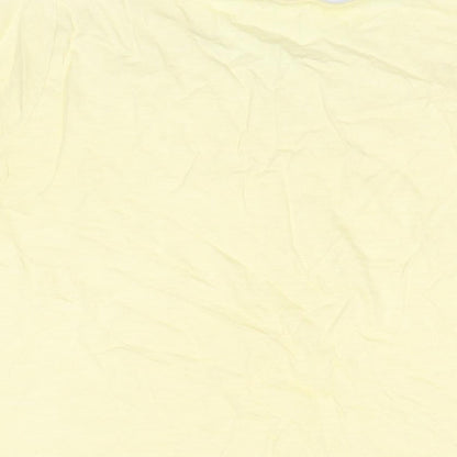 EWM Womens Yellow Floral Cotton Basic T-Shirt Size M Round Neck