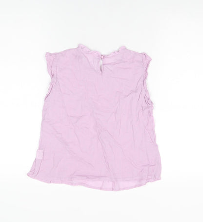 Loevia Girls Purple Floral Cotton Basic T-Shirt Size 14 Years Round Neck Button