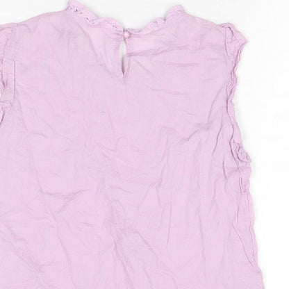Loevia Girls Purple Floral Cotton Basic T-Shirt Size 14 Years Round Neck Button