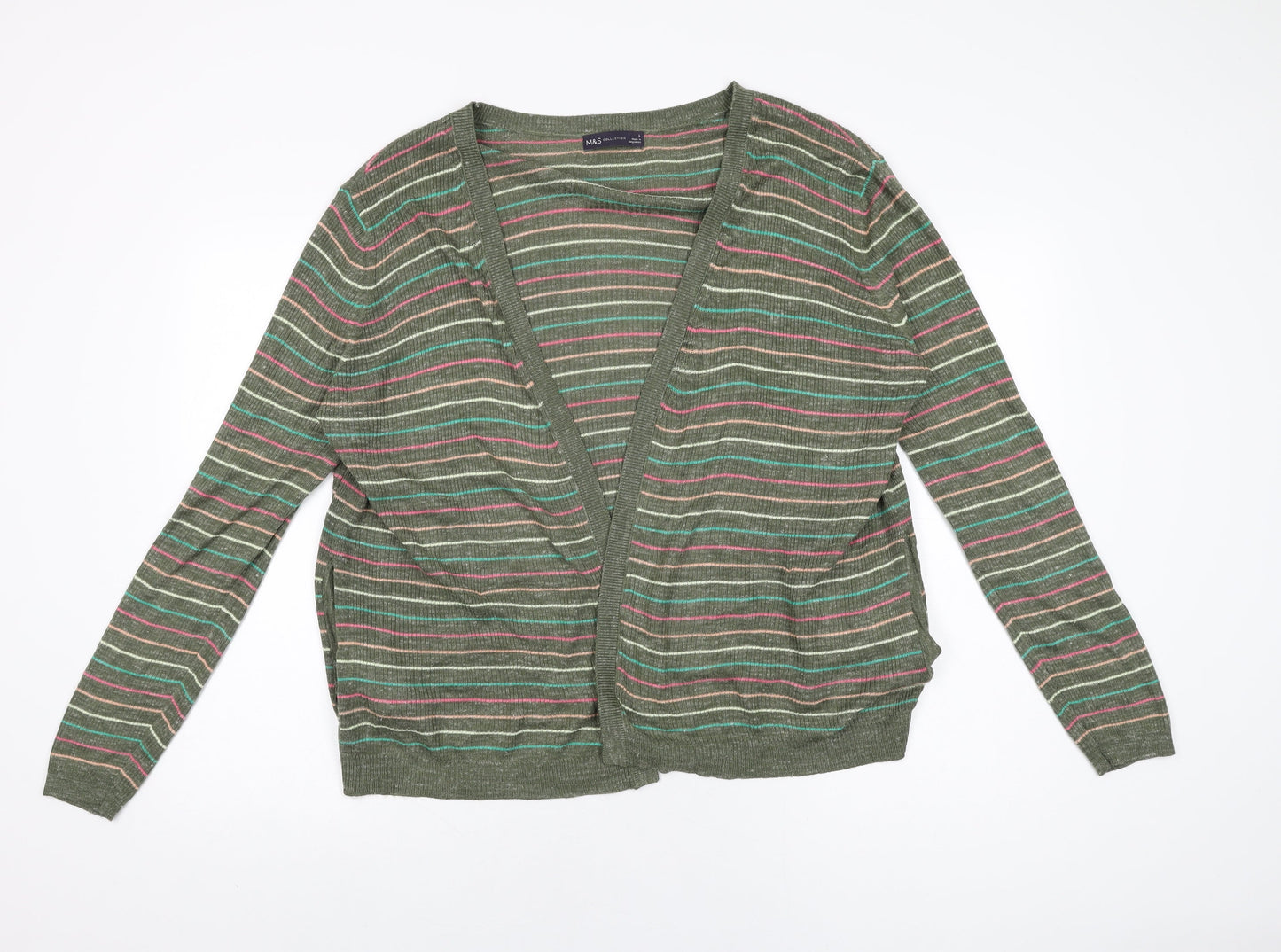 Womens UK Size L Marks and Spencer Green Cardigan Jumper