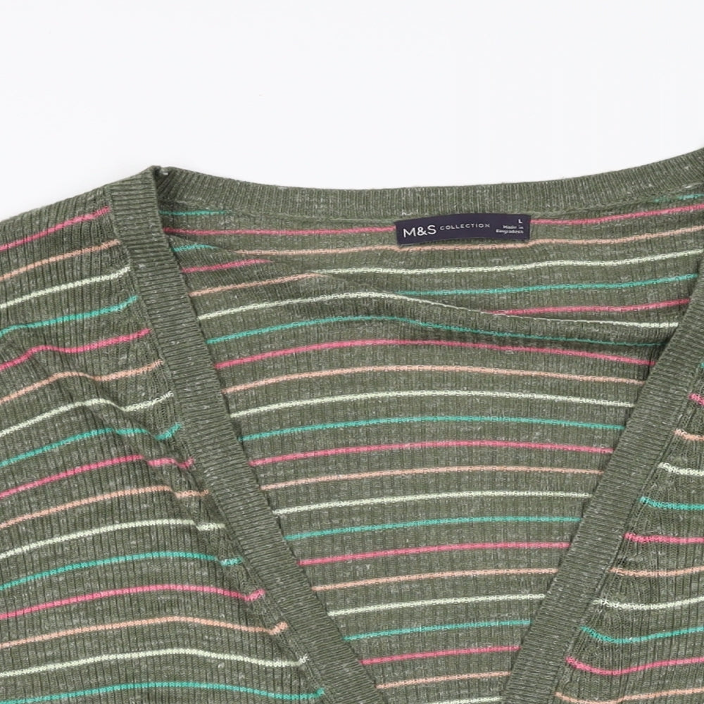 Womens UK Size L Marks and Spencer Green Cardigan Jumper