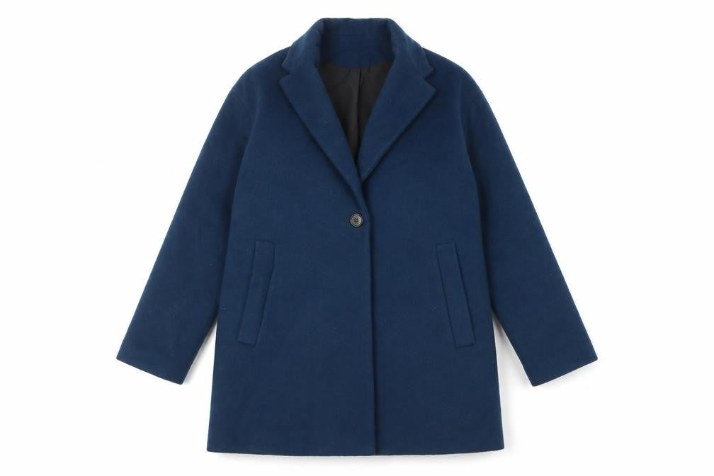 Marvin Browne Womens Blue Pea Coat Coat Size L Button