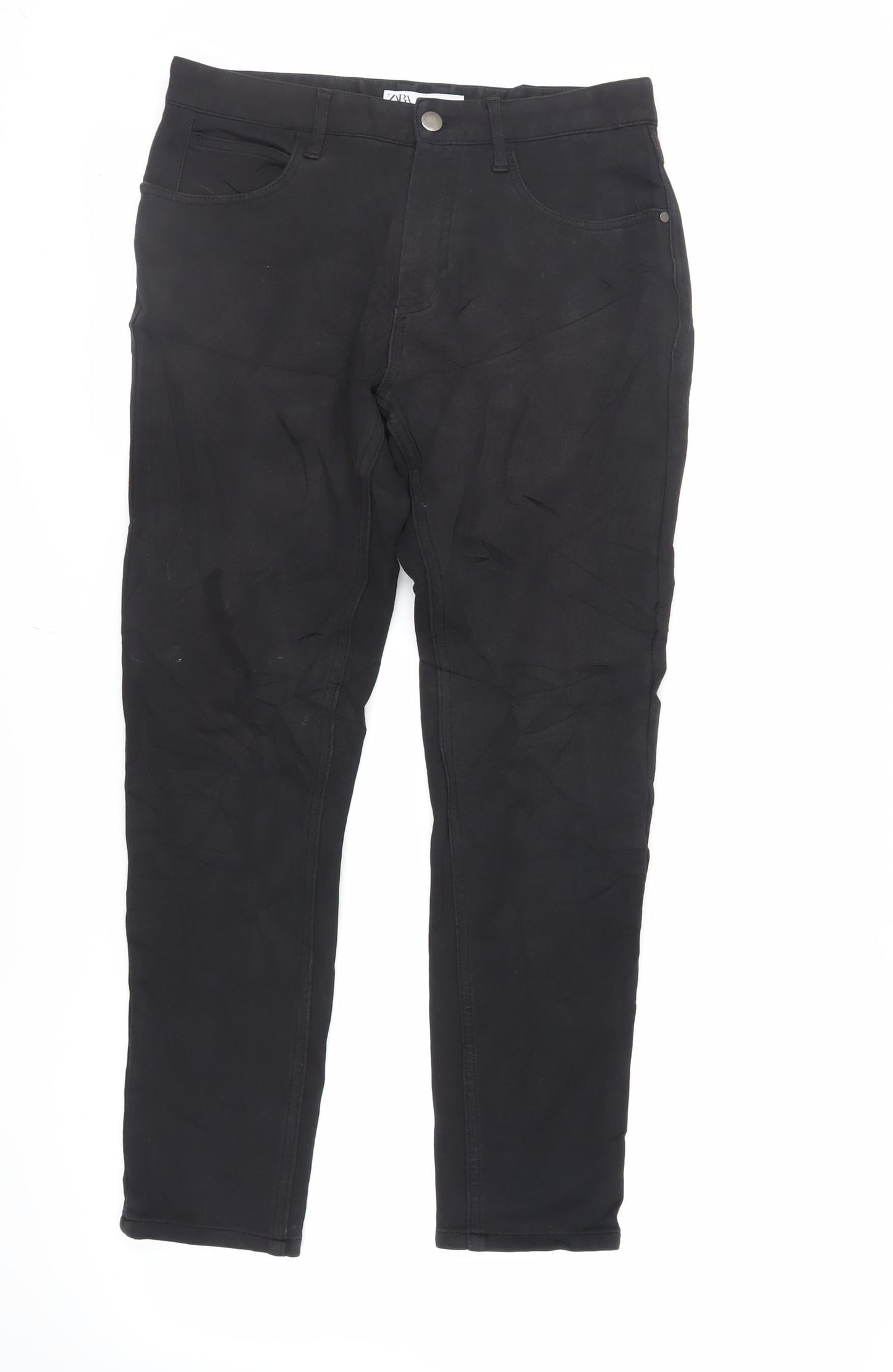 Zara Womens Black Cotton Skinny Jeans Size 12 L27 in Regular Zip