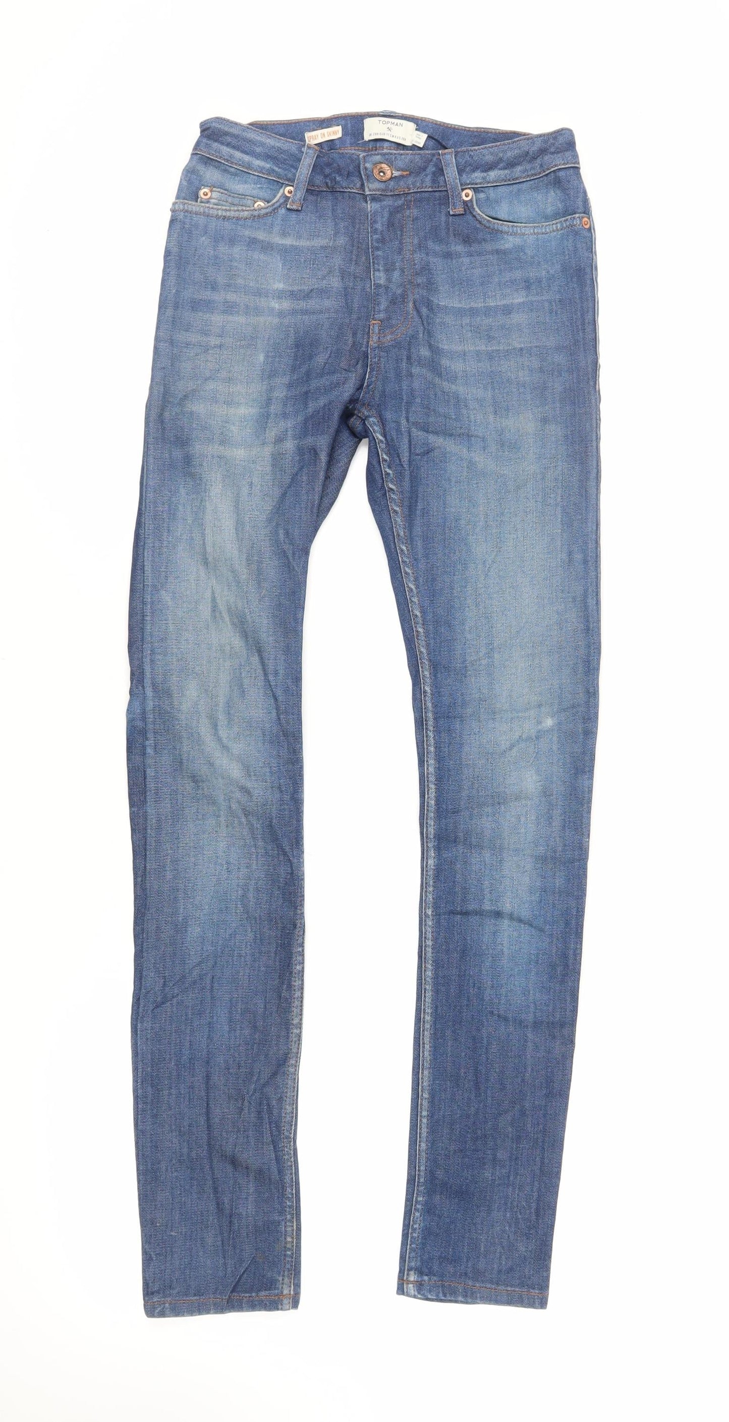 Mens UK Size 28 in Topman Regular Fit Skinny Blue Jeans