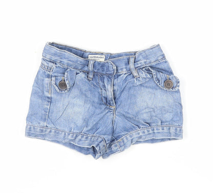 Vertbaudet Girls Blue Cotton Hot Pants Shorts Size 6 Years Regular Zip - Pockets