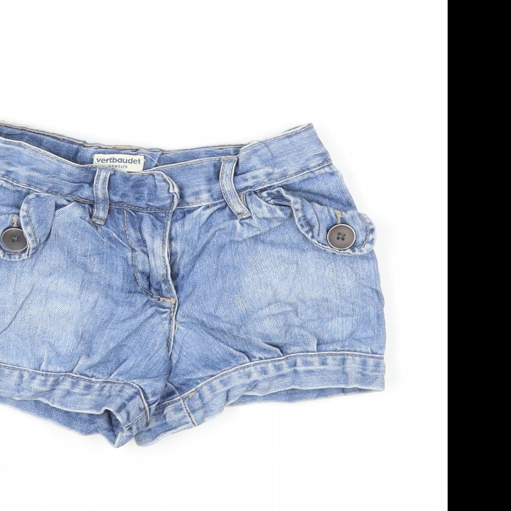 Vertbaudet Girls Blue Cotton Hot Pants Shorts Size 6 Years Regular Zip - Pockets