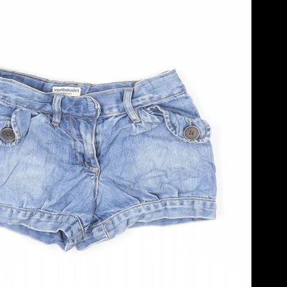 Vertbaudet Girls Blue Cotton Hot Pants Shorts Size 6 Years Regular Zip - Pockets