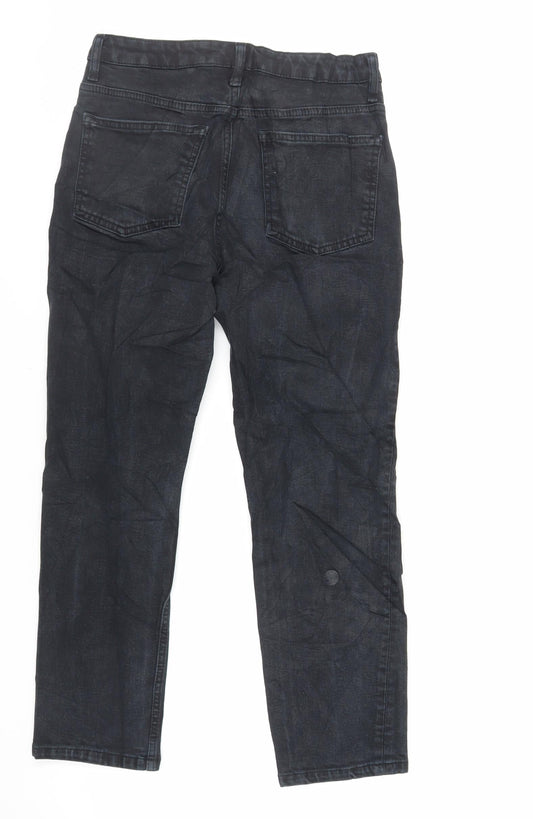 Topshop Womens Blue Cotton Straight Jeans Size 28 L26 in Regular Zip