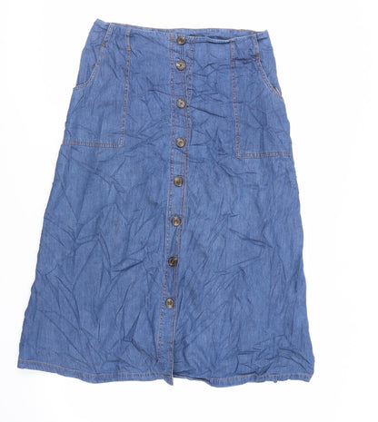 Womens UK Size 12 Roman A-Line Chambray Skirt