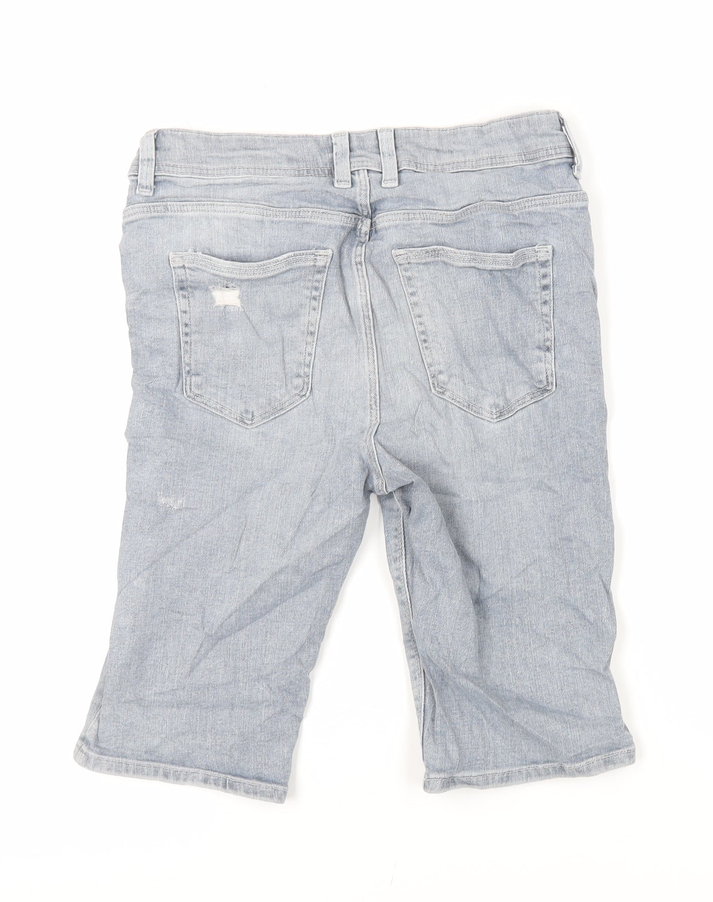 River Island Mens Blue Cotton Chino Shorts Size 28 in L11 in Regular Zip