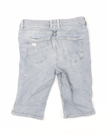 River Island Mens Blue Cotton Chino Shorts Size 28 in L11 in Regular Zip