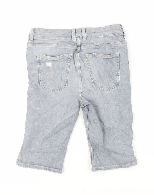 River Island Mens Blue Cotton Chino Shorts Size 28 in L11 in Regular Zip