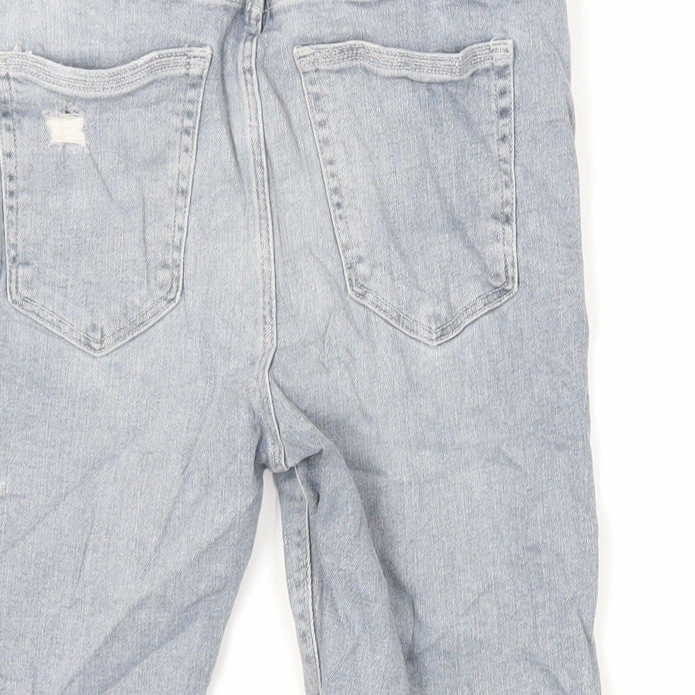 River Island Mens Blue Cotton Chino Shorts Size 28 in L11 in Regular Zip