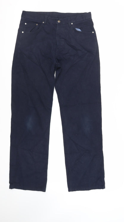 Debenhams Mens Blue Cotton Straight Jeans Size 34 in L32 in Regular Zip