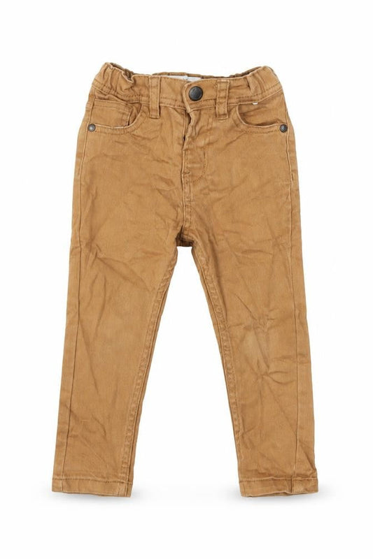 Denim & Co. Boys Brown Cotton Skinny Jeans Size 2-3 Years Regular Snap - Elasticated Waist