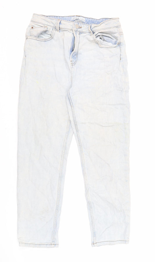 Denim & Co. Womens Blue Cotton Straight Jeans Size 14 L27 in Regular Zip