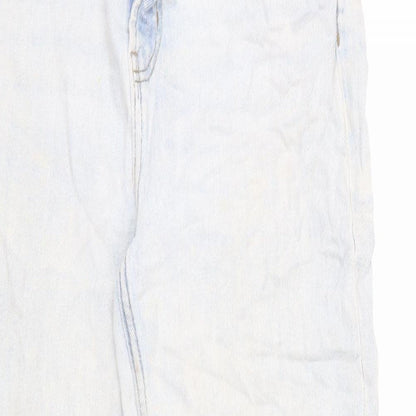 Denim & Co. Womens Blue Cotton Straight Jeans Size 14 L27 in Regular Zip