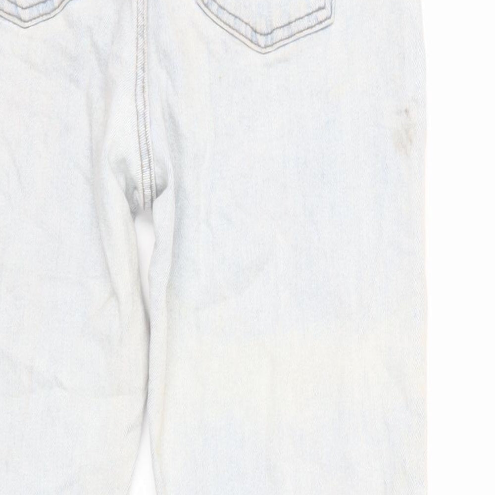 Denim & Co. Womens Blue Cotton Straight Jeans Size 14 L27 in Regular Zip