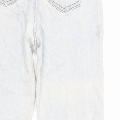 Denim & Co. Womens Blue Cotton Straight Jeans Size 14 L27 in Regular Zip