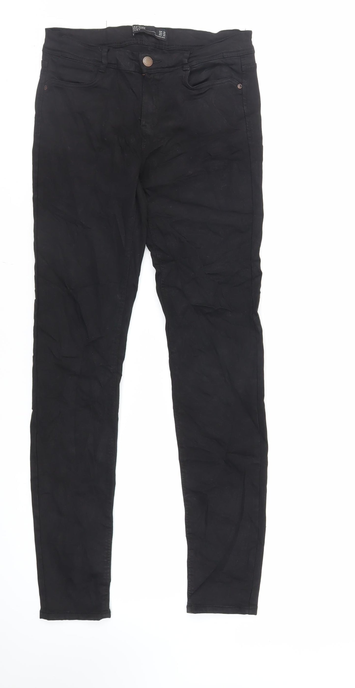 Zara Womens Black Cotton Skinny Jeans Size 10 L30 in Regular Zip