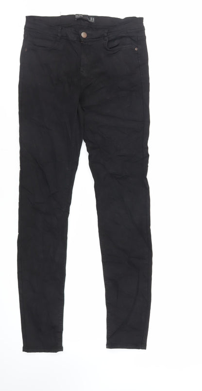 Zara Womens Black Cotton Skinny Jeans Size 10 L30 in Regular Zip