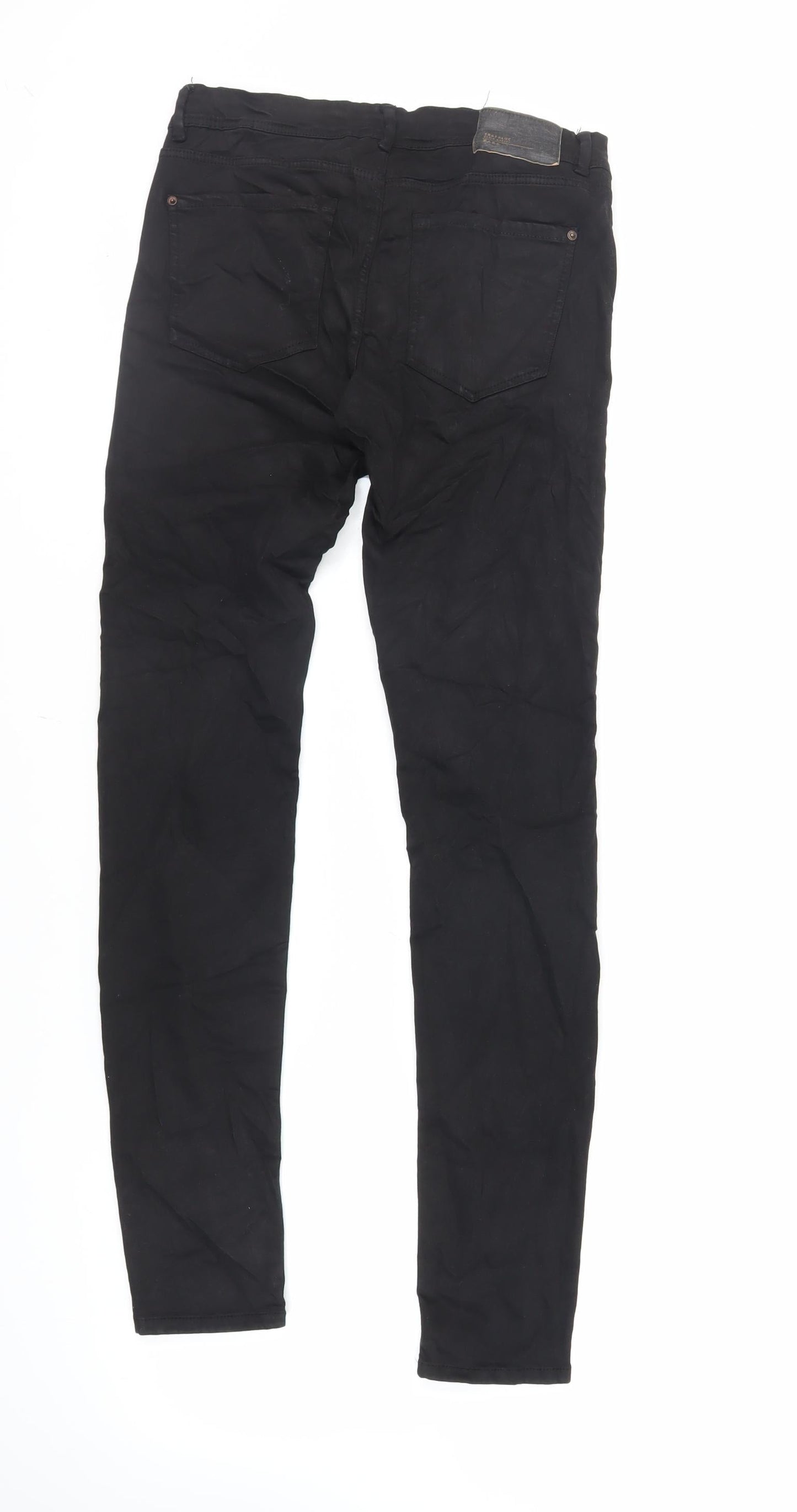 Zara Womens Black Cotton Skinny Jeans Size 10 L30 in Regular Zip