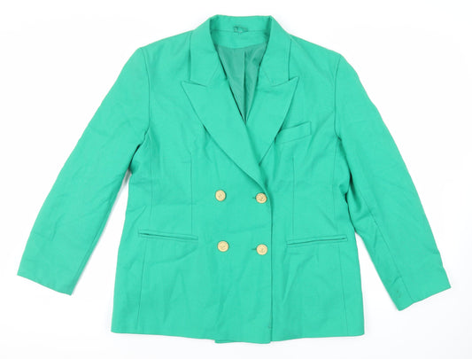 First Avenue Womens Green Jacket Blazer Size L Button