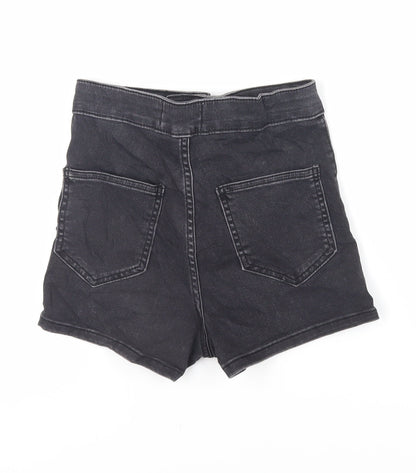 New Look Girls Black Cotton Mom Shorts Size 12 Years Regular Zip