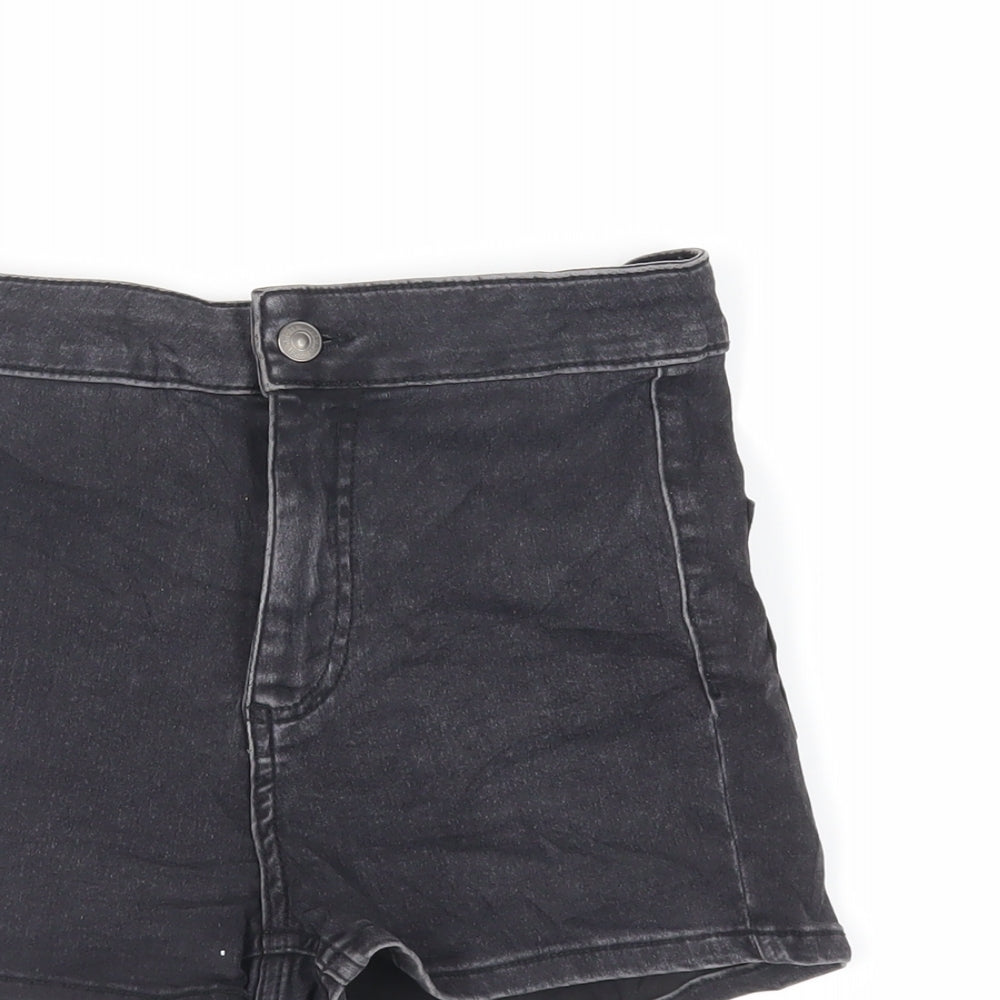 New Look Girls Black Cotton Mom Shorts Size 12 Years Regular Zip