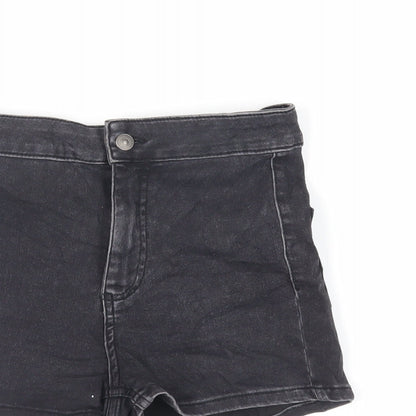 New Look Girls Black Cotton Mom Shorts Size 12 Years Regular Zip