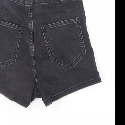 New Look Girls Black Cotton Mom Shorts Size 12 Years Regular Zip